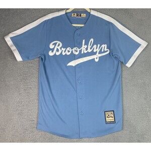 Majestic Cooperstown Jersey Jackie Robinson #42 Brooklyn Dodgers Mens M 42 Blue